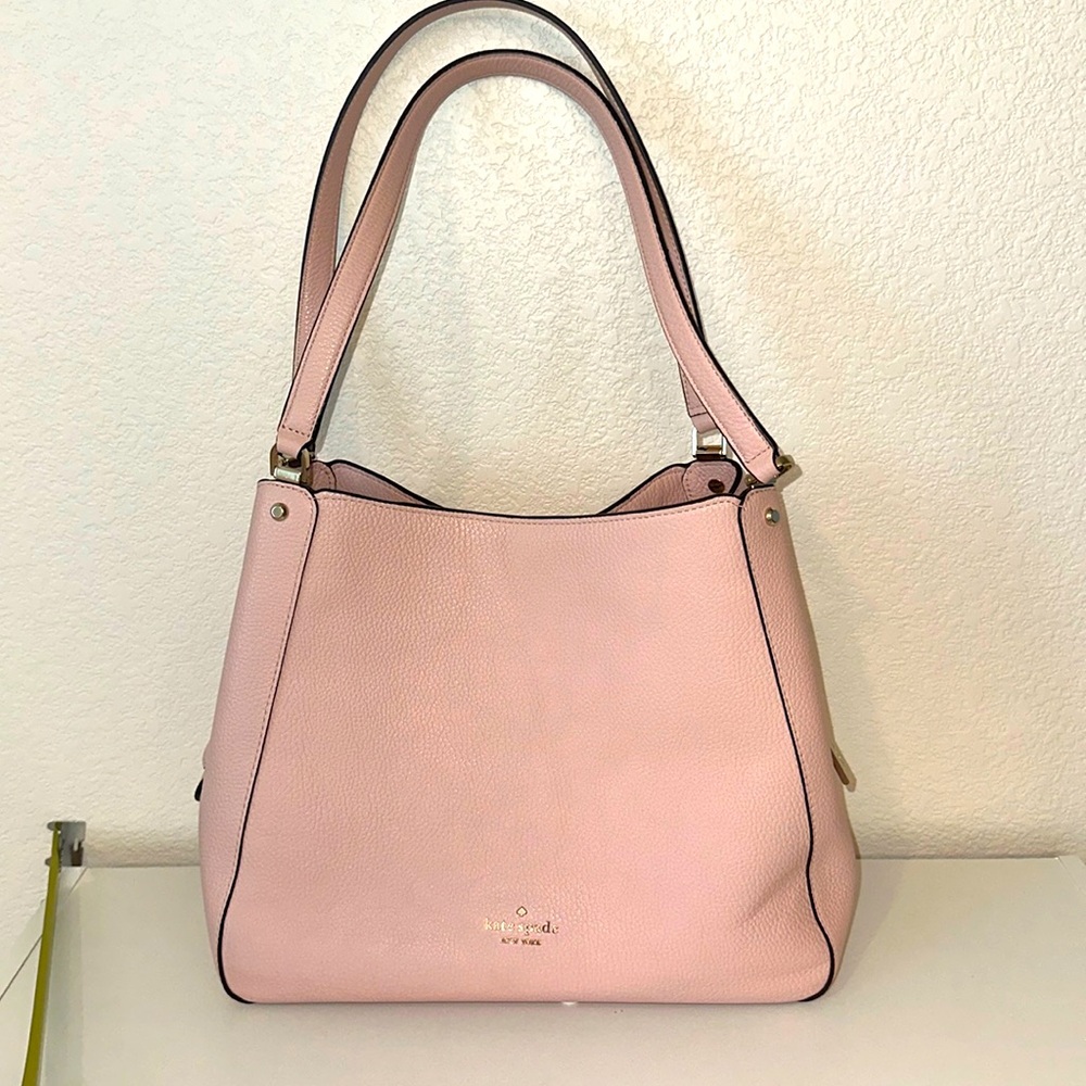 Rose pink pebbled leather Kate spade shoulder bag